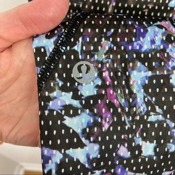 Rare Lululemon Run Inspire Tights Floral Sport Print Leggings Size 8 Yoga Pants - Picture 7 of 9